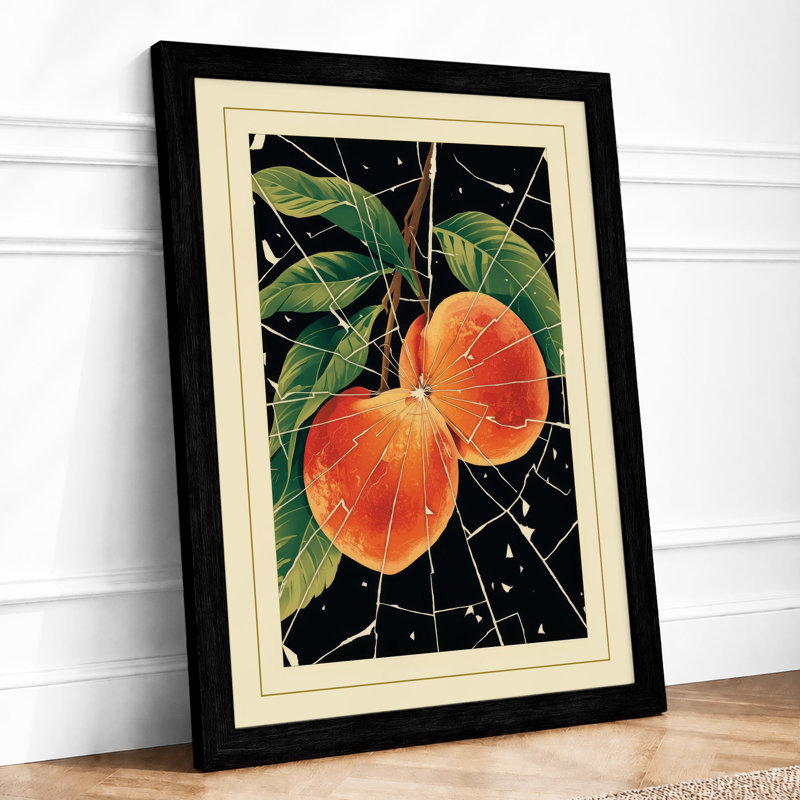 Oranges and Stars Botanical - Framed Print, A3 - 42.0 x 29.7 cm, Black