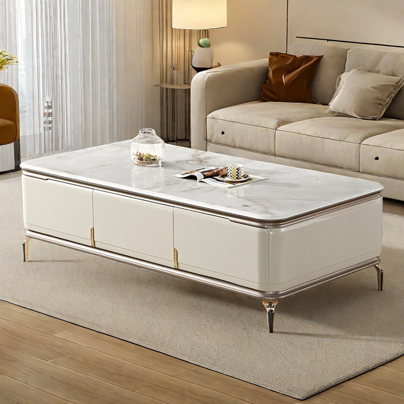 Table basse légère de luxe moderne, H 21,7 po x L 70,9 po x l 35,4 po