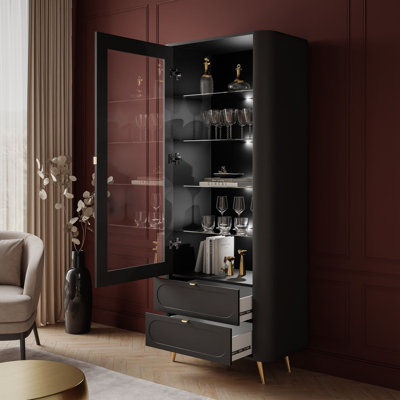 Glass 78 cm W Display Cabinet with Lighting