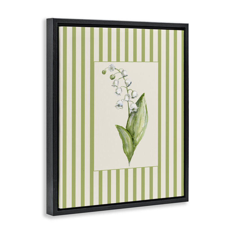 Cadre flottant rayé Lily Of The Valley, design par Lisa Wehmeyer, H 31 po x l 25 po, Cadre flottant noir de jais