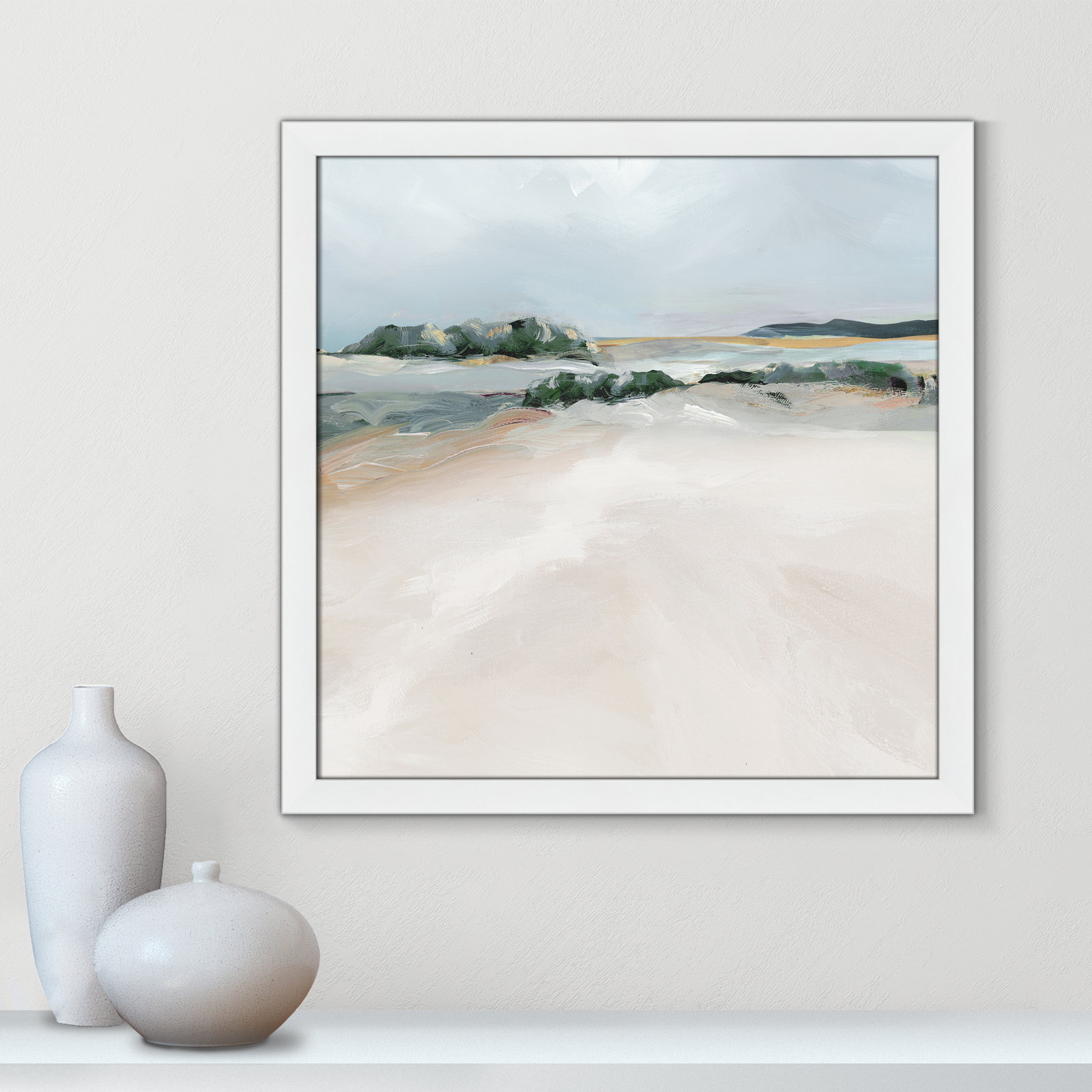 Anelis "Shimmering Path" Painting, 24.5" H x 24.5" W x 1.12" D, White Framed