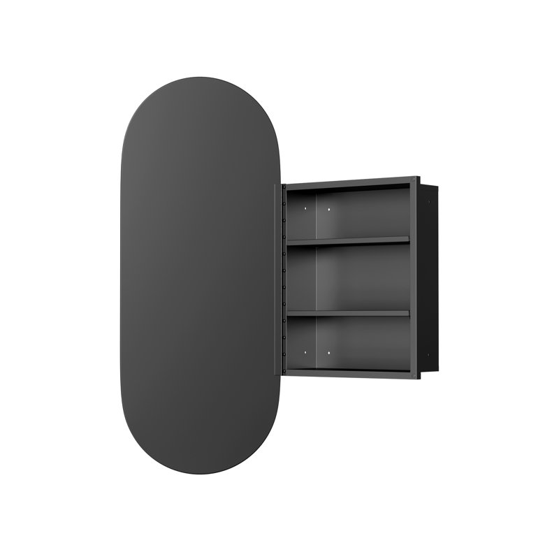 Armoire à pharmacie ovale murale encastrée avec miroir et tablettes, H 32 po x l 16 po x P 5 po