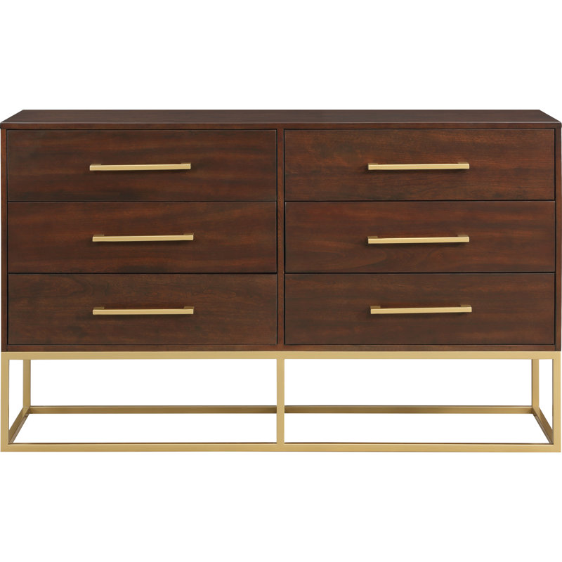 Maxine 6 Drawer 56" W Dresser, Brown