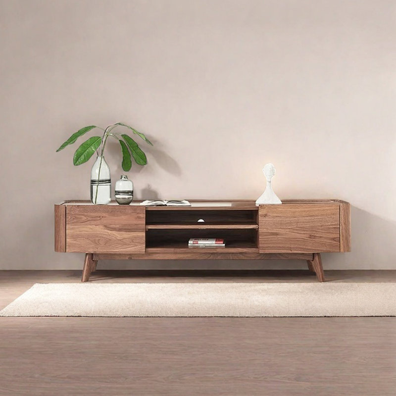 Meuble télé luxueux en noyer noir clair, 70.87"