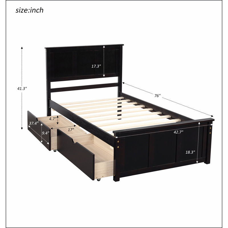 Lit plateforme avec rangement, Espresso