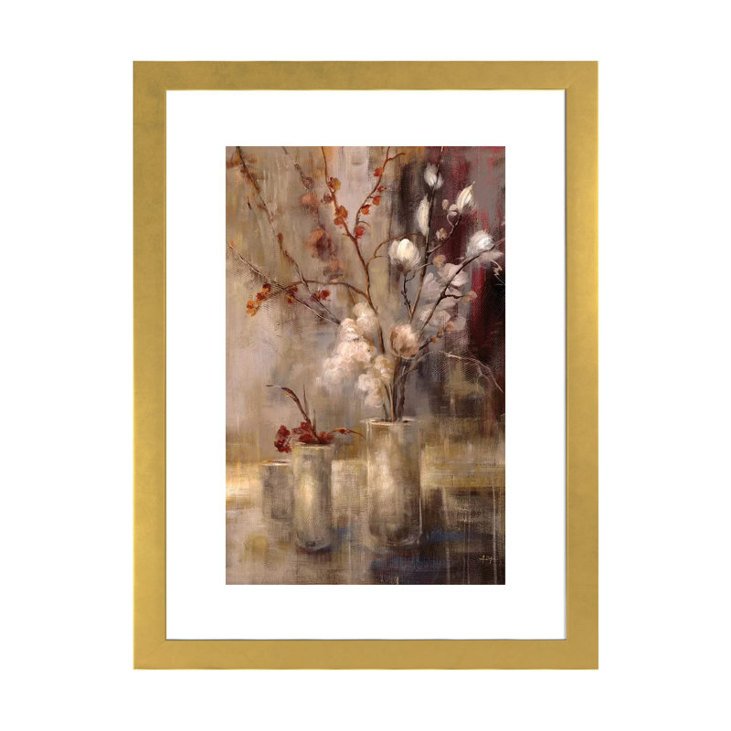 «Silver Floral» par Simon Addyman - reproduction d'art, H 32 po x l 24 po x P 1 po, Encadré en papier doré