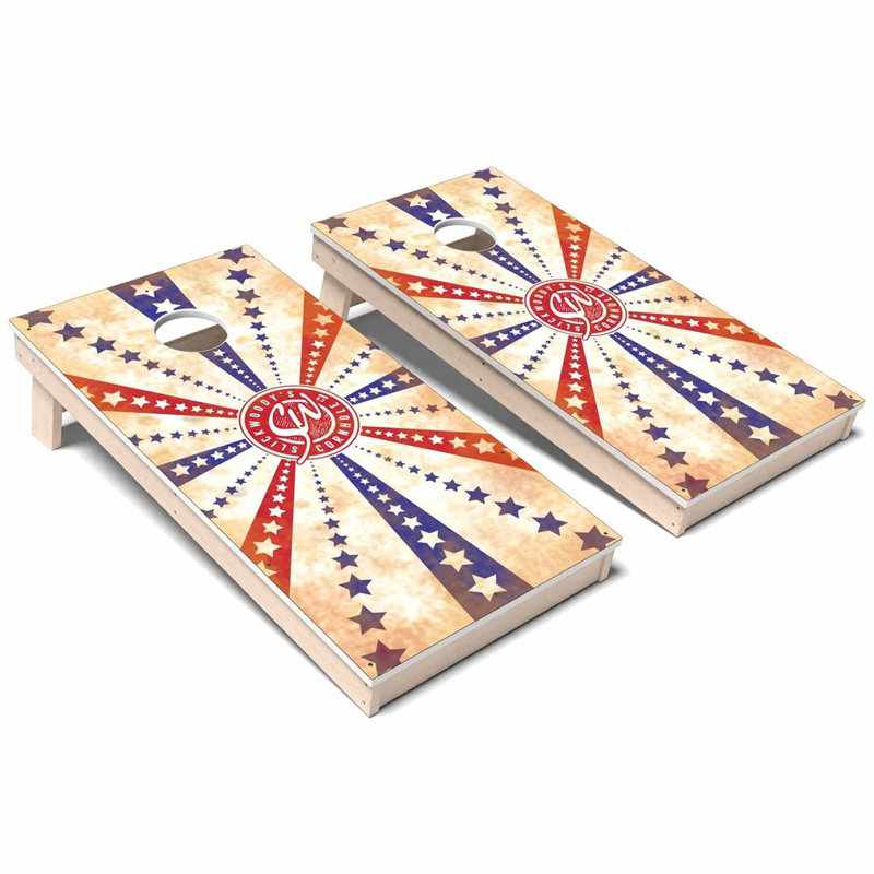 Ensemble de jeu de cornhole en composite toutes saisons avec étoiles et rayures American Flag, AUCUN accessoire