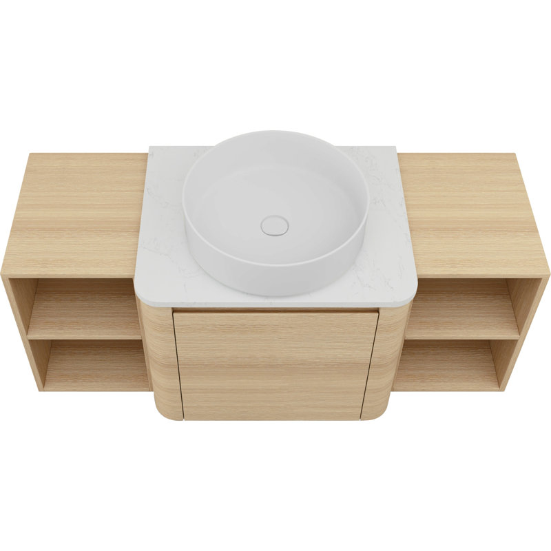 Meuble-lavabo mural de 48 po avec lavabo en céramique d'art, 2 espaces de rangement, fermeture en douceur, contreplaqué de qualité pour les charnières, qualité du matériau