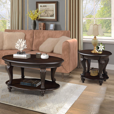 3 Pieces Wood Living Room Table Set