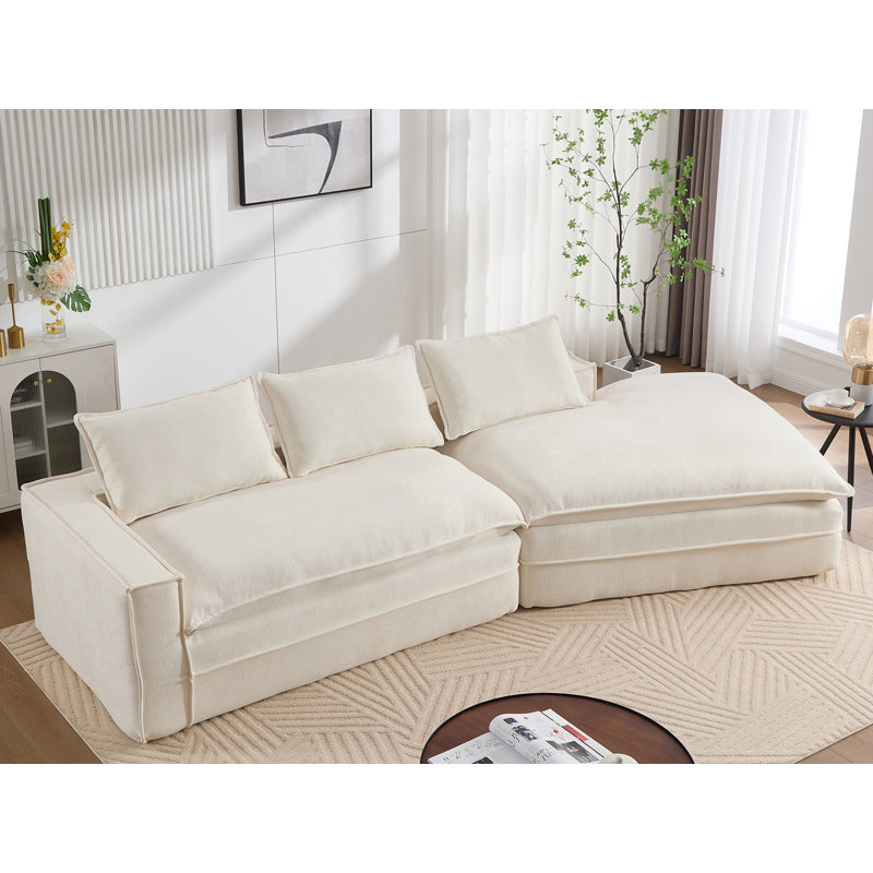 Canapé modulaire rembourré, Tissu blanc