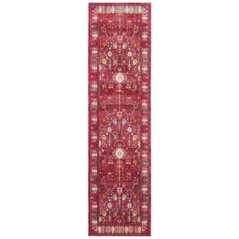 Tapis fuchsia à motif oriental Chantae, Tapis de couloir 2 pi 3 po x 8 pi