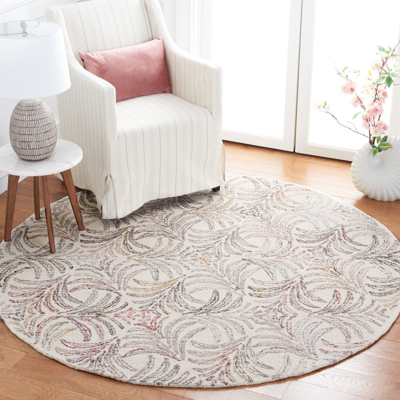 Tapis floral touffeté à la main Jardin, Rond 6 pi
