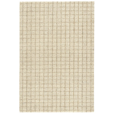Conall Plaid Hand Hooked Wool Area Rug in Natural