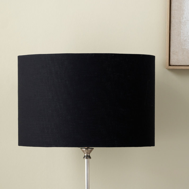 Lino Self Lined Linen Drum Shade, 16cm H x 25cm W x 25cm D, Black