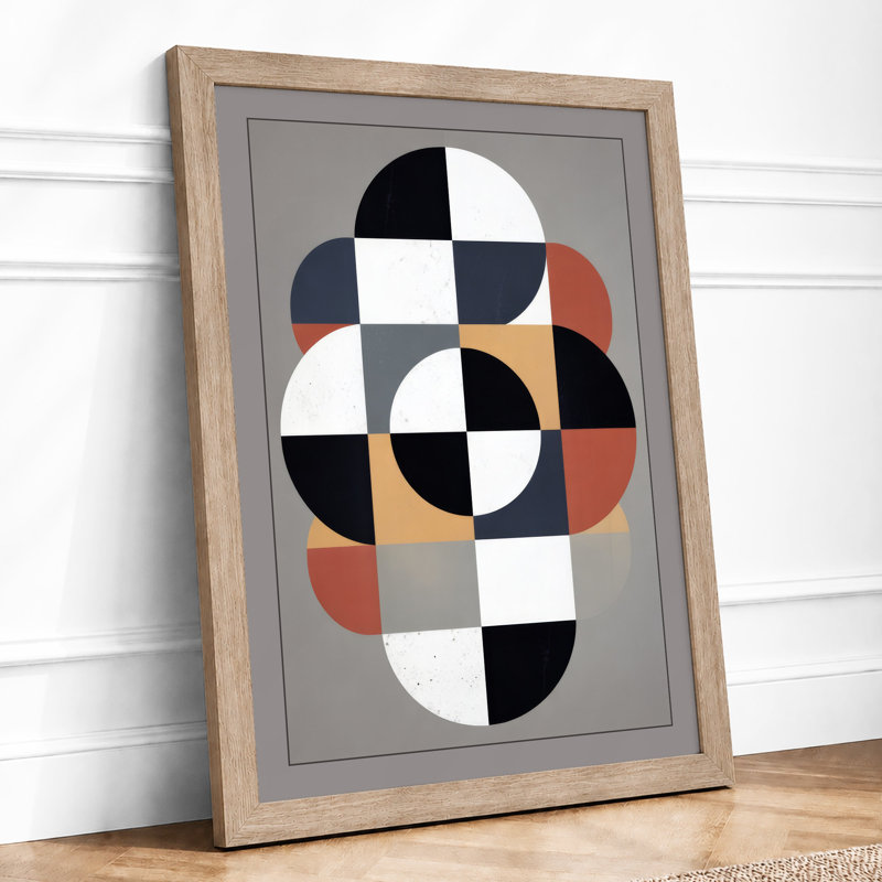 Interlocking Geometry Geometric - Framed Print, A2 - 59.4 x 42.0 cm, Oak