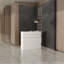 Bureau de réception moderne bicolore avec rangement et design élégant