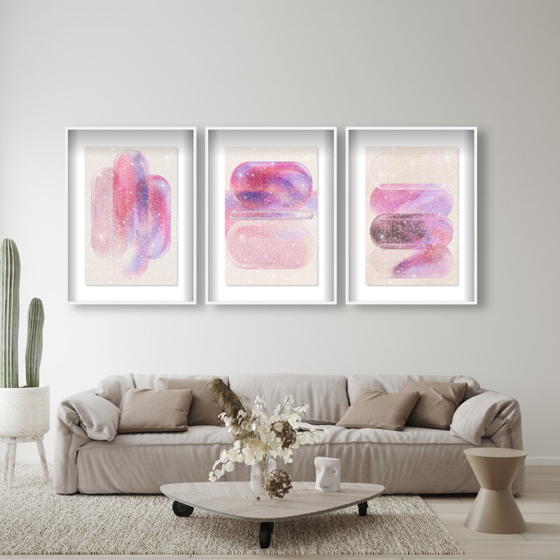 Rose Topaz Set Set by Oliver Gal, 55.5"H x 37.5"W, White Shadowbox