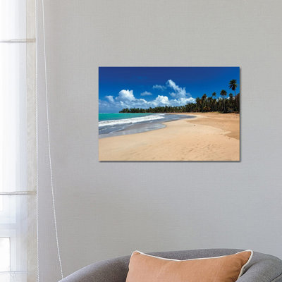 Vue d'une plage tropicale, Luquillo, Porto Rico par George Oze - Toile tendue, estampe numérique sur toile tendue