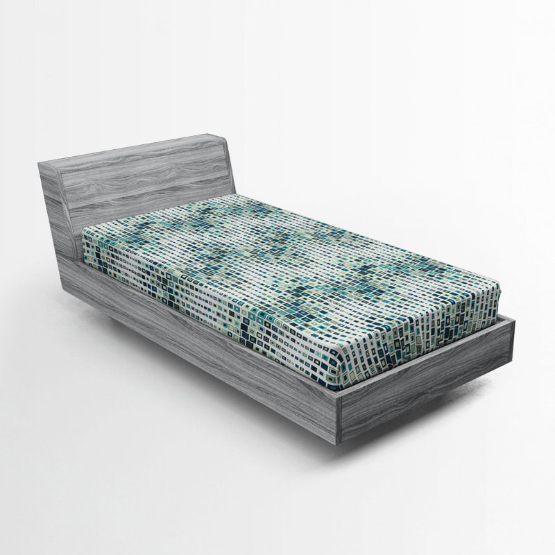 Microfiber Geometric Fitted Sheet, Twin Fitted Sheet