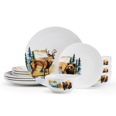 Studio Nova Woodland 12-piece Porcelain Dinnerware Set, Service For 4 In Multicolor