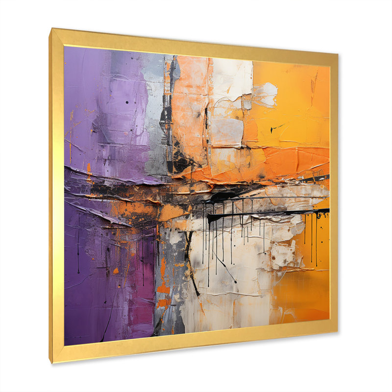 Collage Impressions IV On Canvas Print, Gold Single Picture Framed, 36" H x 36" W x 1.5" D