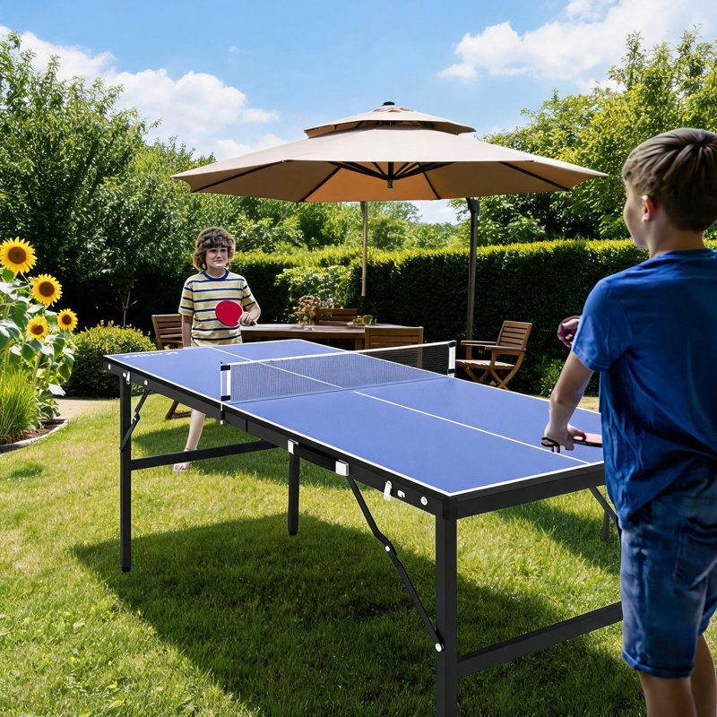 Table de ping-pong portable, jeu de tennis de table de 5 pi x 2 pi, table de ping-pong intérieure / extérieure pliable avec filet - Comprend 2 raquettes et 3 balles pour adultes et adolescents.