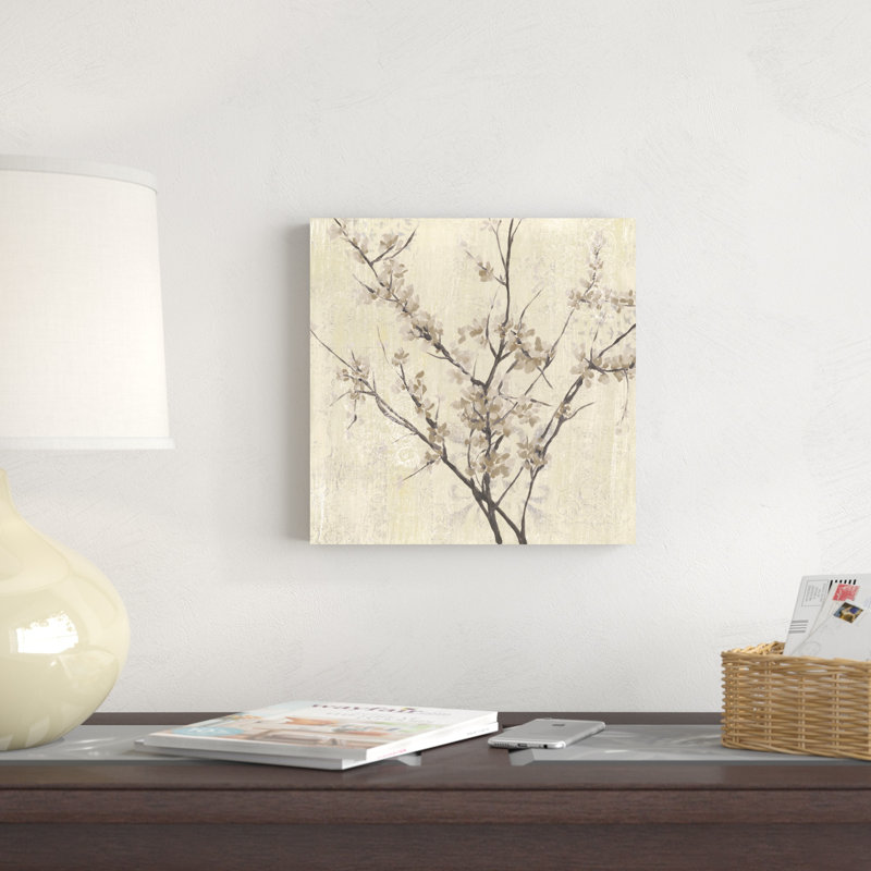 Fleurs neutres sur crème I, H 12 po x l 12 po, Non, Toile tendue