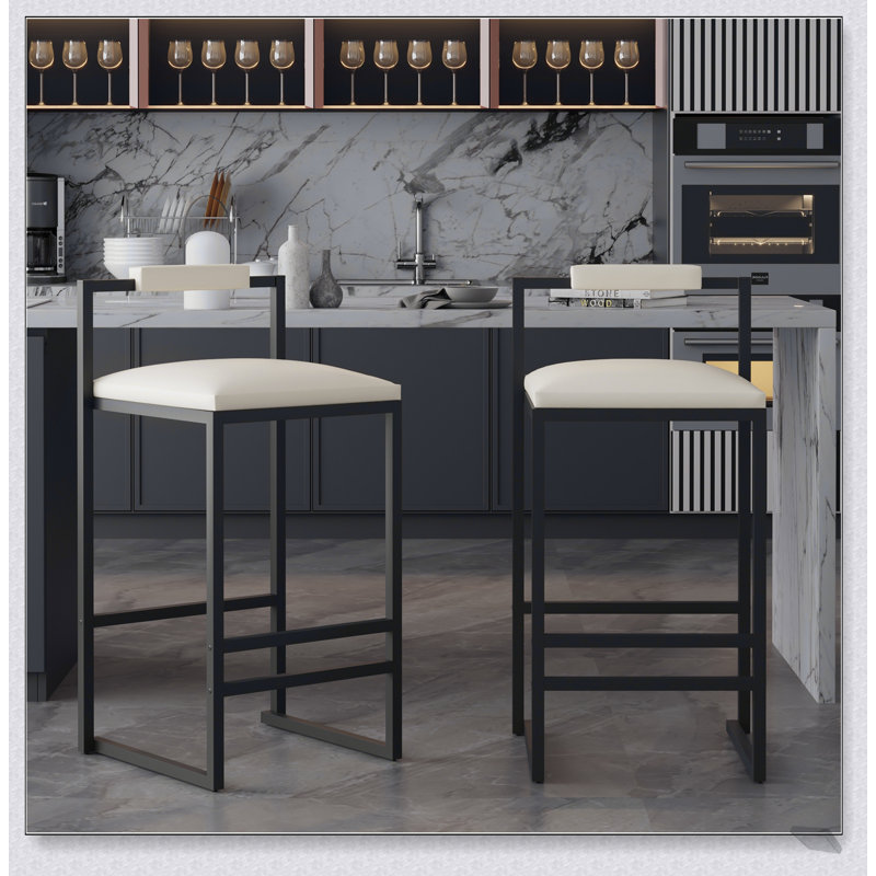 Ensemble de 2 tabourets de bar rembourrés en similicuir avec cadre en métal durable pour îlot de cuisine et comptoir