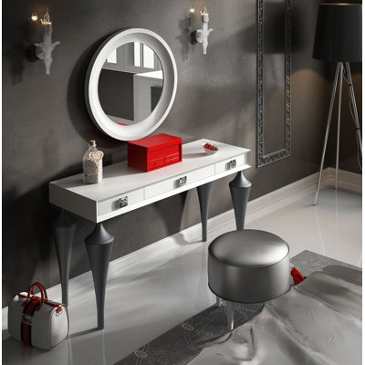Ensemble de meuble-lavabo de maquillage avec miroir Kirkwood