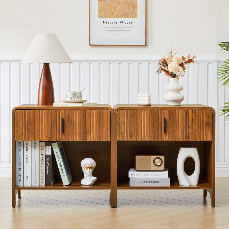 1-Drawer Nightstand (Set of 2), Brown