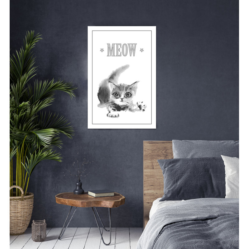 Cat Meow - Single Picture Frame Painting on Canvas, 90 cm H x 60 cm W