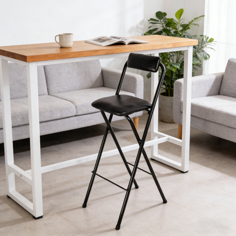 Tabourets de bar pivotants rembourrés avec structure en métal, pliables