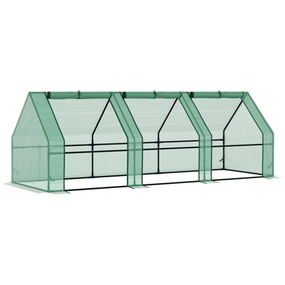 Mini serre d'extérieur, couverture imperméable/en polyéthylène, protège les plantes du froid, serre portative de 2,74 m x 0,91 m avec structure robuste pour une utilisation à long terme