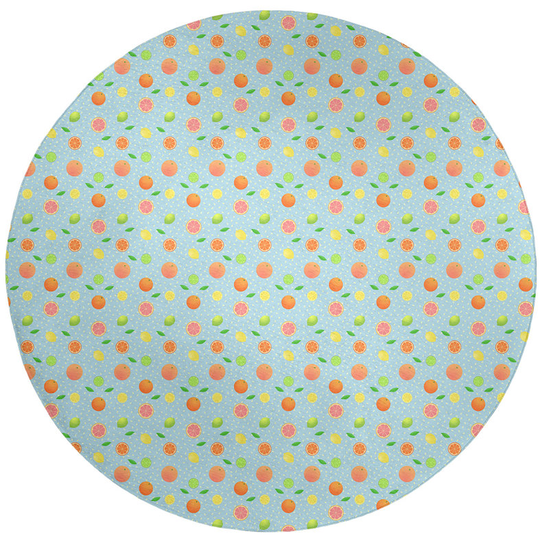 Tapis de la zone verte agrume fruits, Rond 5 pi