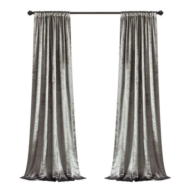 Paire de rideaux unis semi-transparents avec passe-tringle, Argent