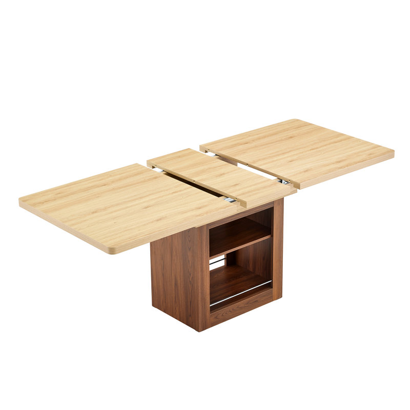 Table de salle à manger extensible de 150 à 180 cm, couleur noyer, armoire de rangement multifonctionnelle, base coulissante, esthétique bicolore, peut accueillir de 12 à 20 cm de table rectangulaire extensible, extension silencieuse.