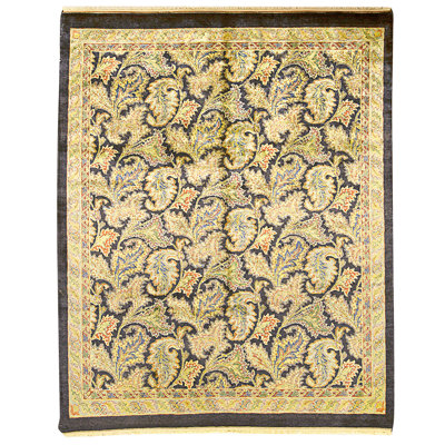 Tapis bleu et doré de haute qualité noué à la main