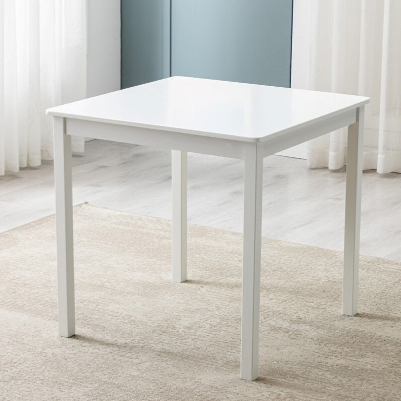 Abhir 2 - Person Pine Solid Wood Dining Set, White, White