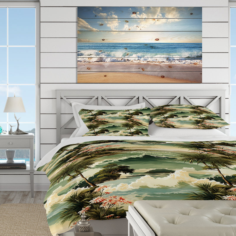 Literie Coastal Vision, Housse de couette pour très grand lit et 2 très