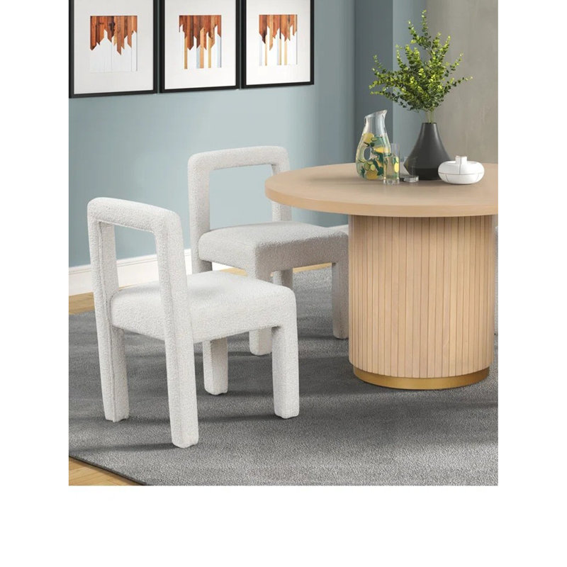 Ensemble de chaises de salle à manger modernes rembourrées Boucle, Blanc