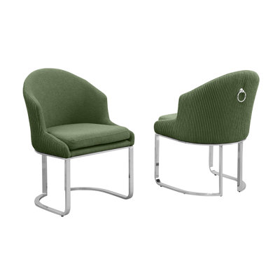 Pleated Back Side Chairs With Teddy Fur Fabric & Ring