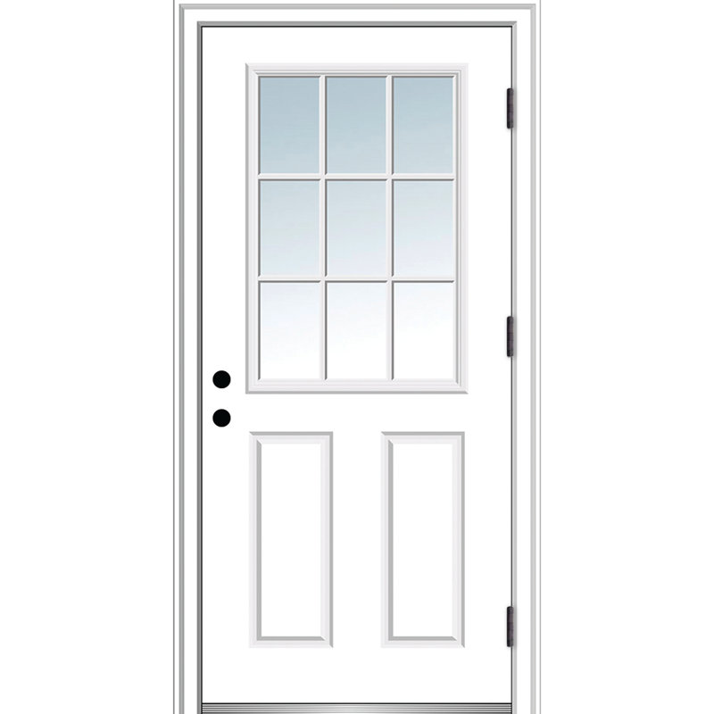 Porte d'entrée avant en verre transparent, S'ouvre à gauche vers l'extérieur, H 80 po x l 30 po x P 1,75 po, 4,56 po