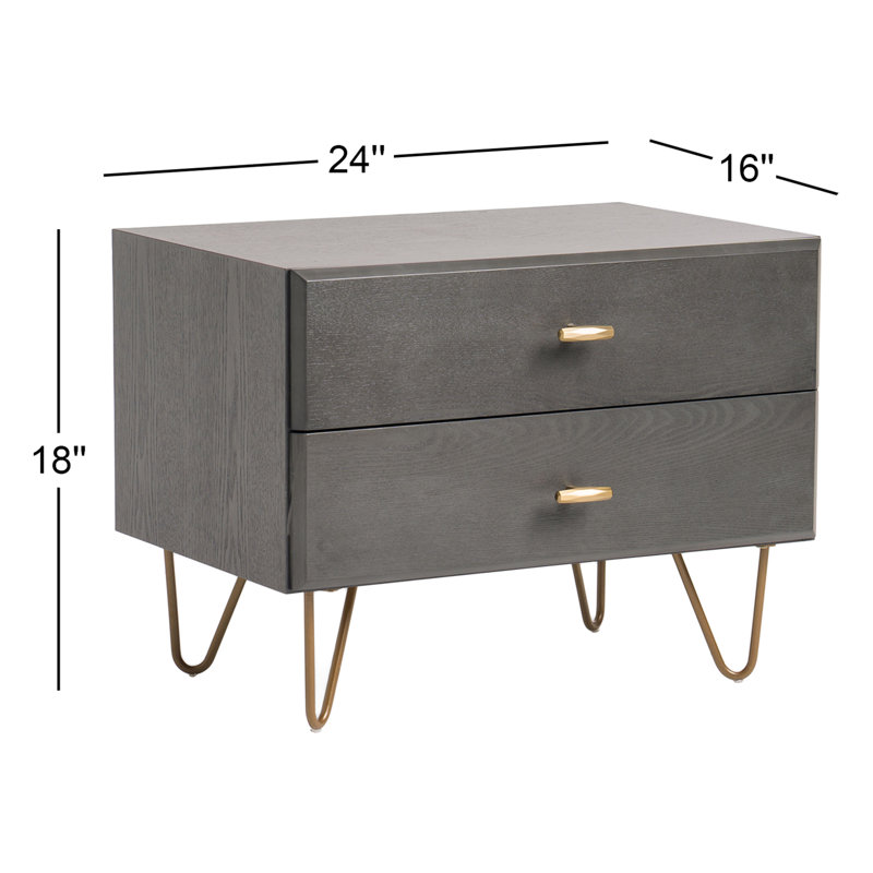 Schock 2 Drawer Nightstand, Grey Wash