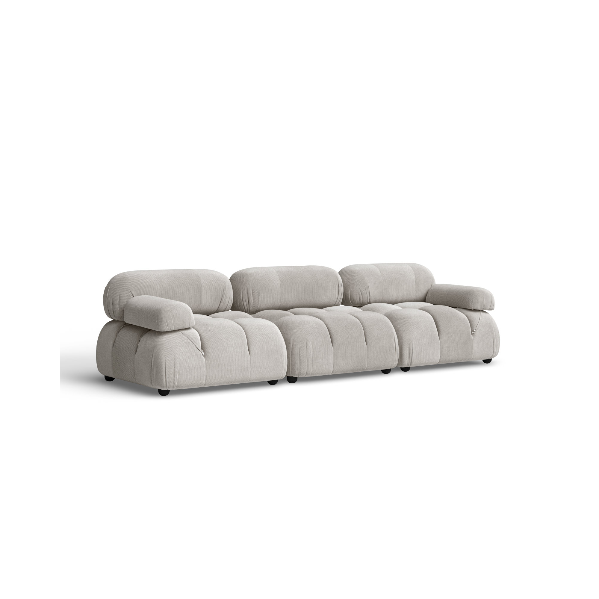 Sigma Upholstered Sofa, Pebble Gray Corduroy, 3, 27.5" H x 109.5" W x 36" D