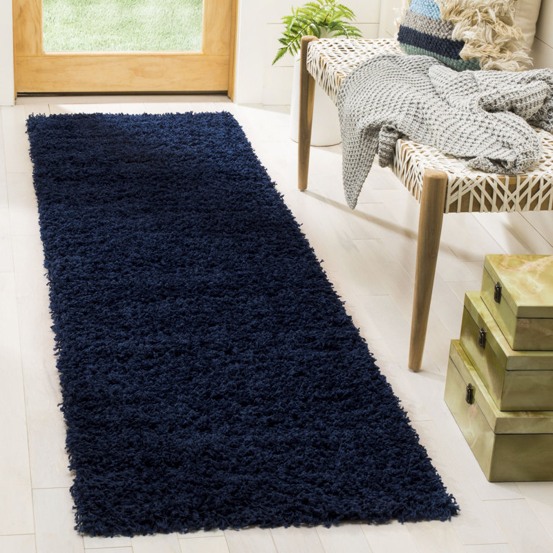 Tapis bleu marine Oceanne, Tapis de couloir 2 pi 3 po x 8 pi