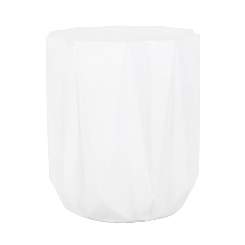Antique White Side Table In Lightweight Concrete, 17.4" Height, & Stylish Concrete Table, 18.85 Lb, Build