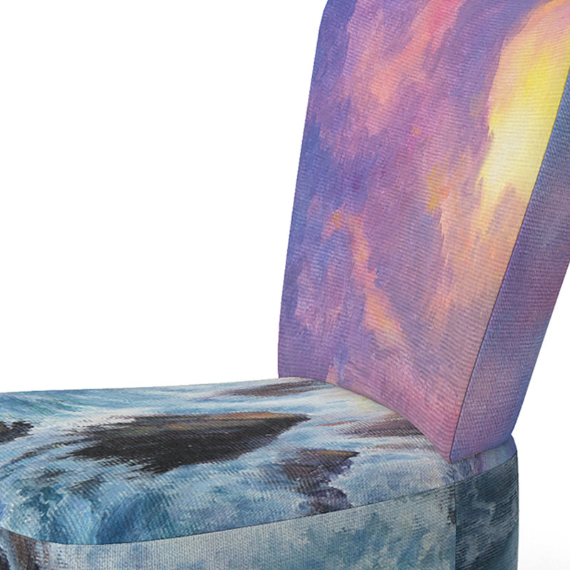 Accent Chair, Beige Floral Pattern Upholstered Decor - Beige Floral Pattern II, Blue/Purple/Yellow