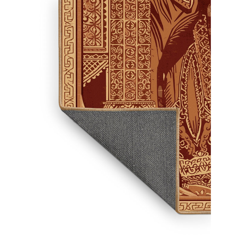 Tapis oriental doux et moelleux de style oriental Macalester - reliure brun clair, 5 x 7