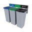 Poubelles murales et de recyclage Sturdy Essentials Rise Capacité totale de 45 gallons: recyclage mixte, matières organiques, déchets - conforme à la norme NYC - triple tri gris