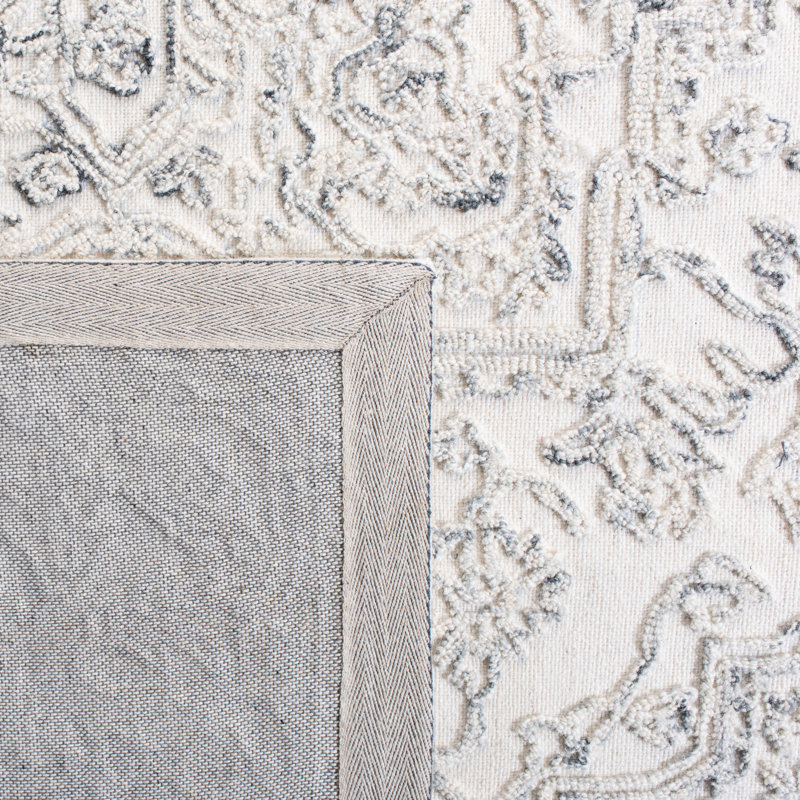 Tapis gris / ivoire en laine touffeté à la main Conant, Rectangle 8 pi x 10 pi
